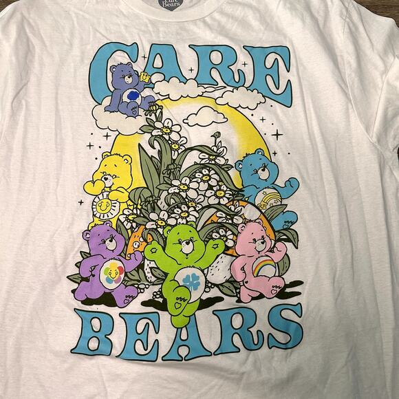 Care Bears White Shirt Size XL Floral Graphic Tee - Picture 1 of 4